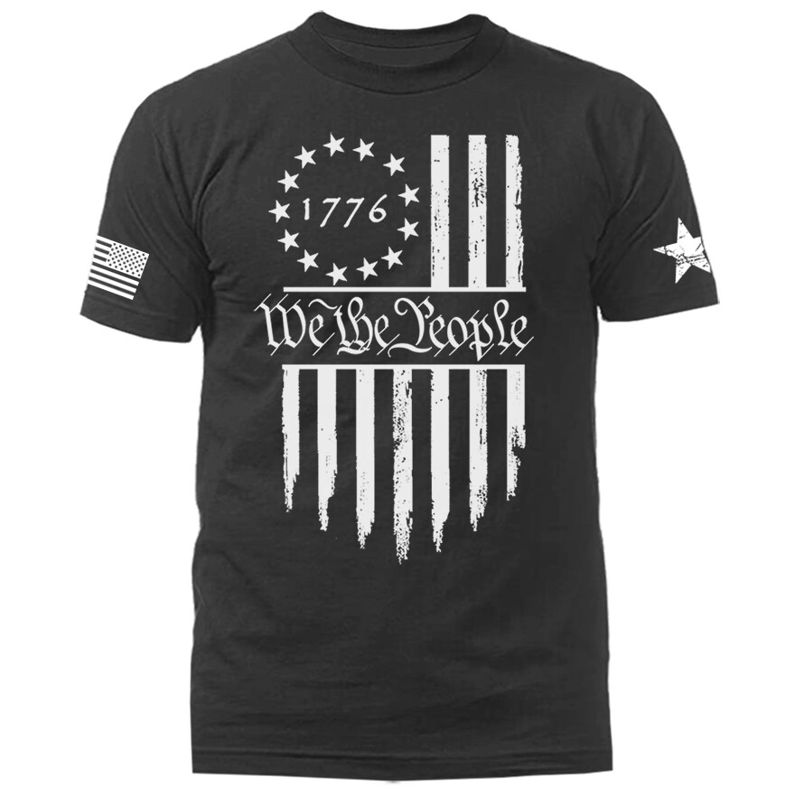 We The People Large Vertical US Flag American Pride Patriotic Graphic T-shirt gallery