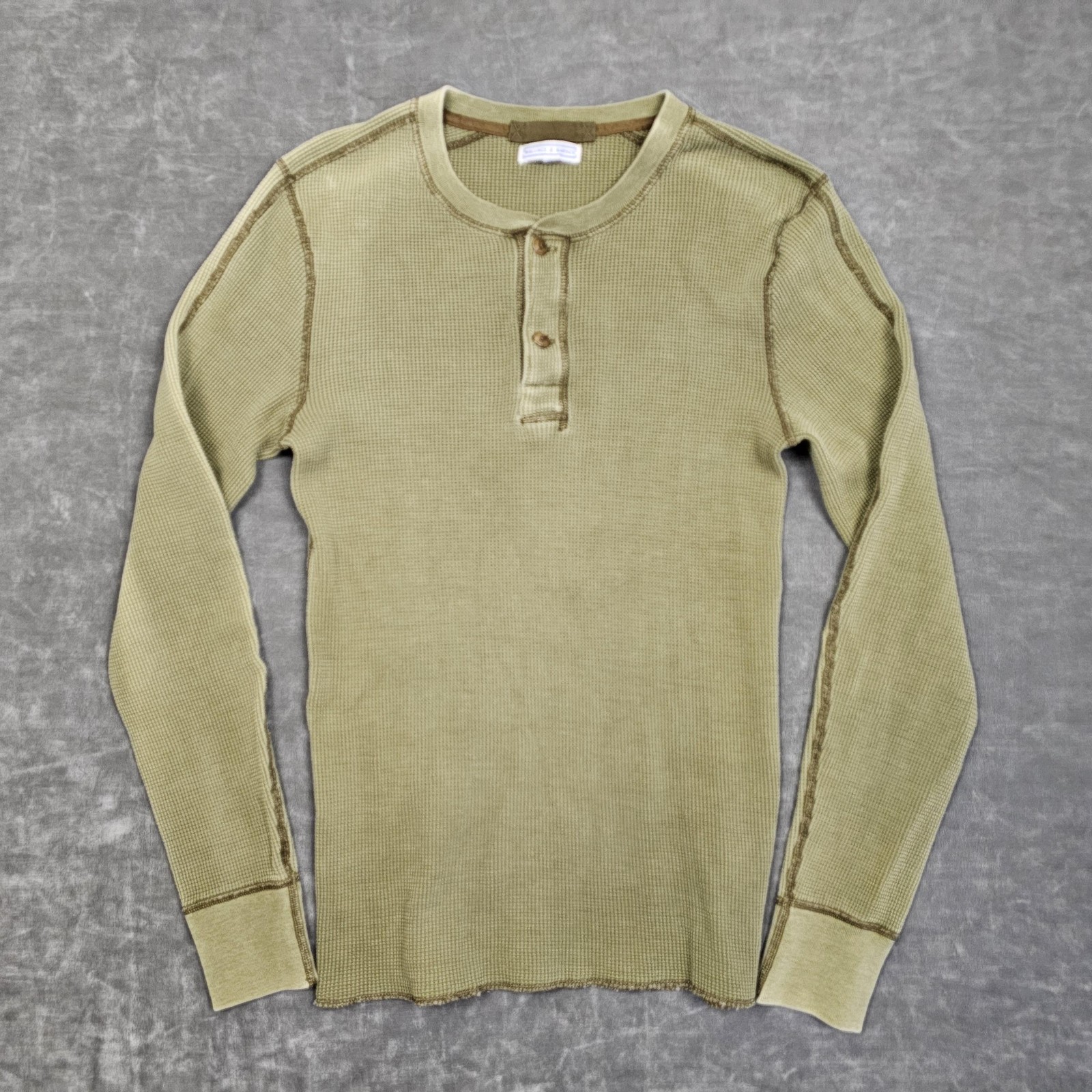 Wallace & Barnes Shirt Mens XS Green Henley Long Sleeve Waffle Thermal Knit gallery