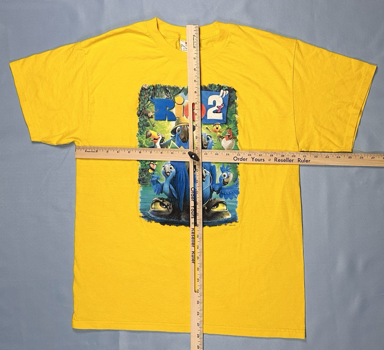 Rio 2 Movie Promo T Shirt L Yellow 2014 3D Animated Film Tee Cartoon Parrot AAA gallery