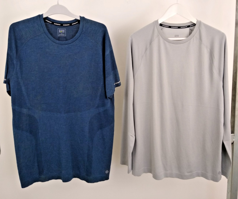 Goodmove 2Pcs Men’s Quick Dry T-shirts Size L Grey & Blue NEW