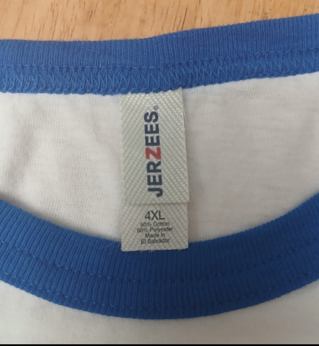 4XL Womans 3/4 Sleeve Tee Shirt Blue/White Beach Flop Flag Patriotic Jerzees gallery