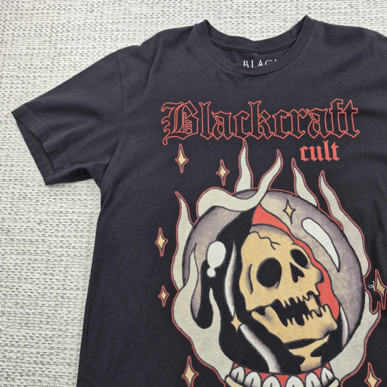 Blackcraft Cult Shirt Mens Medium Black Skull Occult Crystal Ball Graphic Tee gallery
