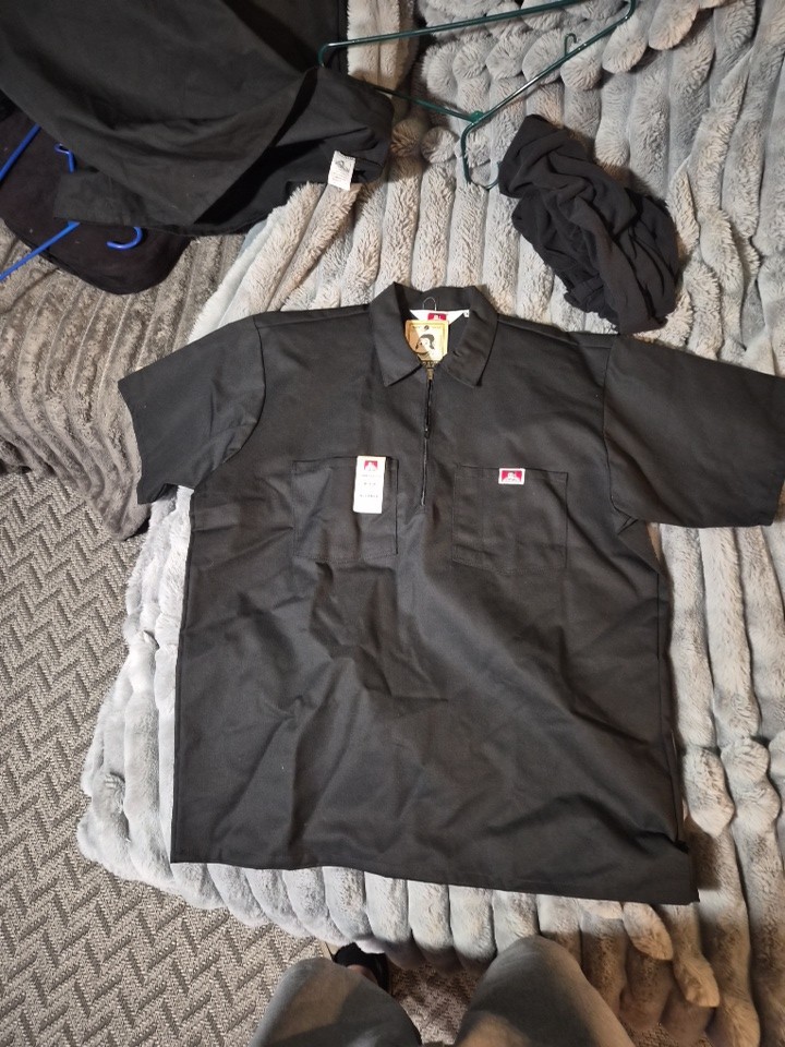 Ben Davis Quarter 1/4 Zip Shirt Black Mens Size XL classic work skate gallery