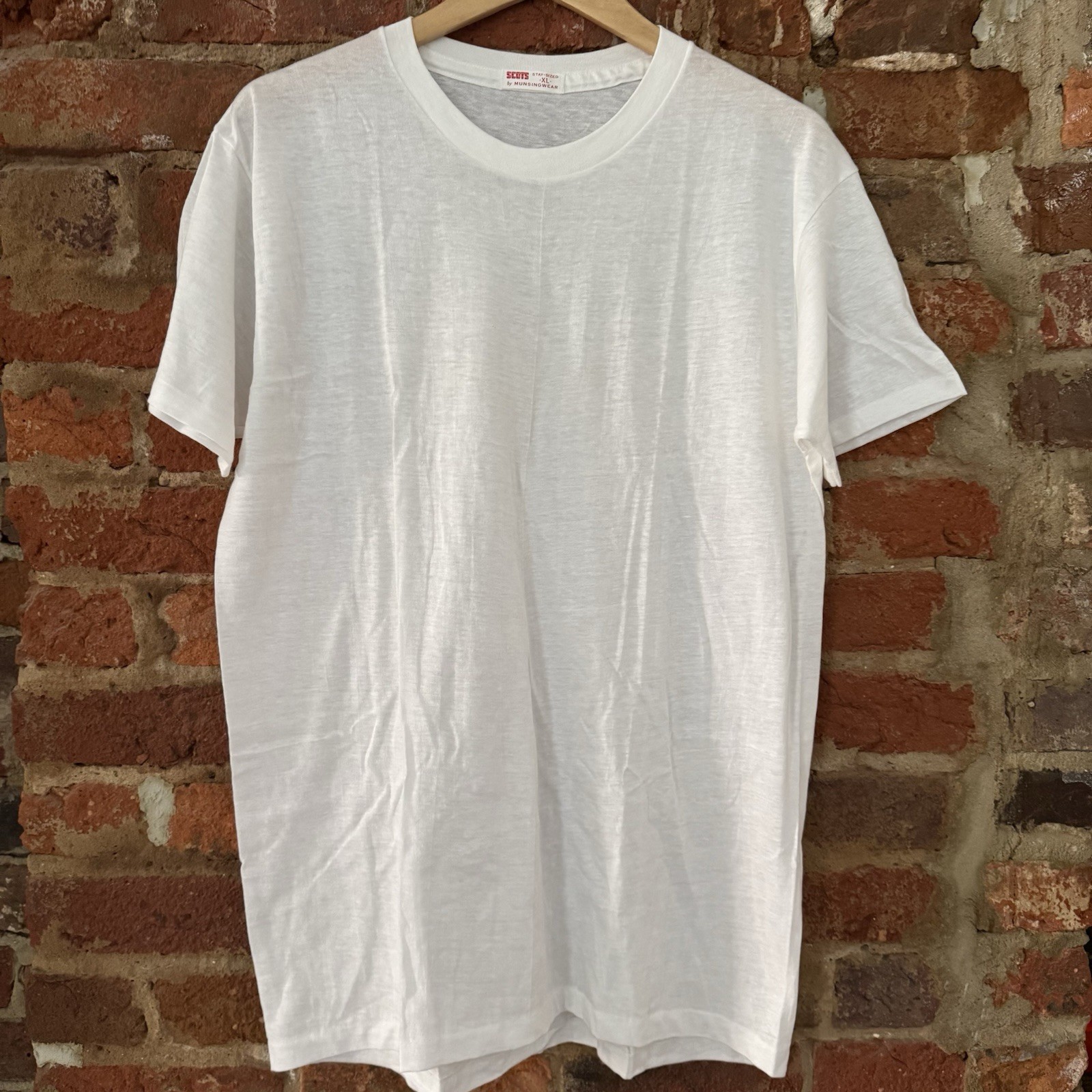 Vintage 50s 60s Blank Plain White Tee Thin Cotton T Shirt XL NOS Rockabilly Work