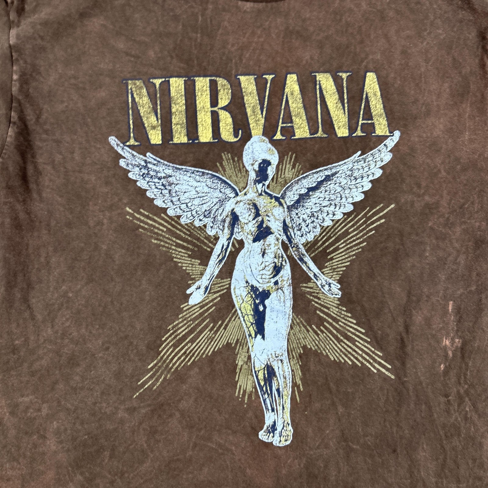 Nirvana Shirt Mens XL Brown In Utero Angel Live 93 Tour Graphic Tee Rock Music gallery