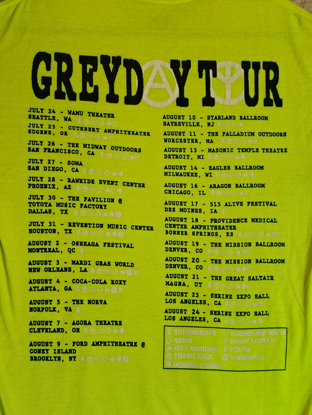 Suicide Boys Shirt Mens Large GreyDay Tour Double Sided Concer Rap G59 Lime Grn gallery
