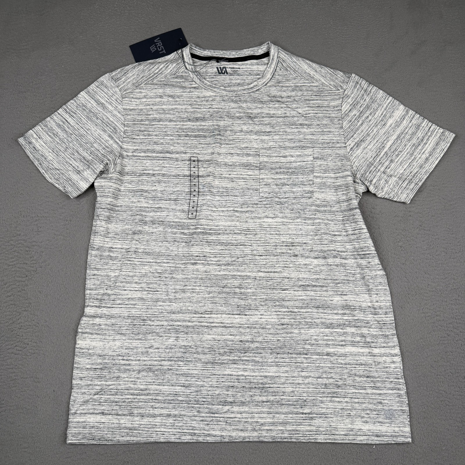 VRST Essential Pocket Tee Shirt Mens Medium Silver Shadow Marble Heather Soft