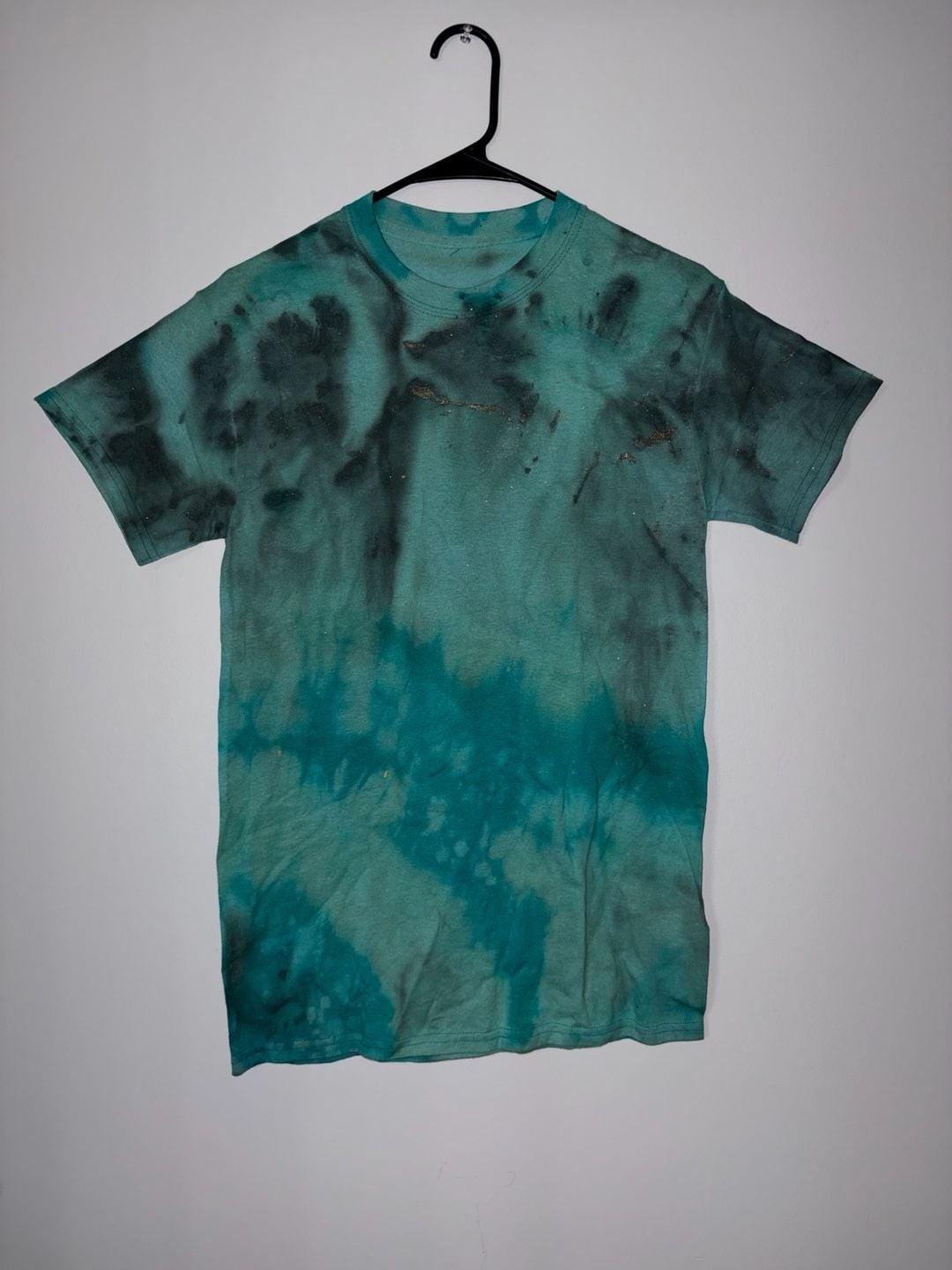 Custom Hand-Dyed Teal and Black Tie-Dye T-Shirt gallery