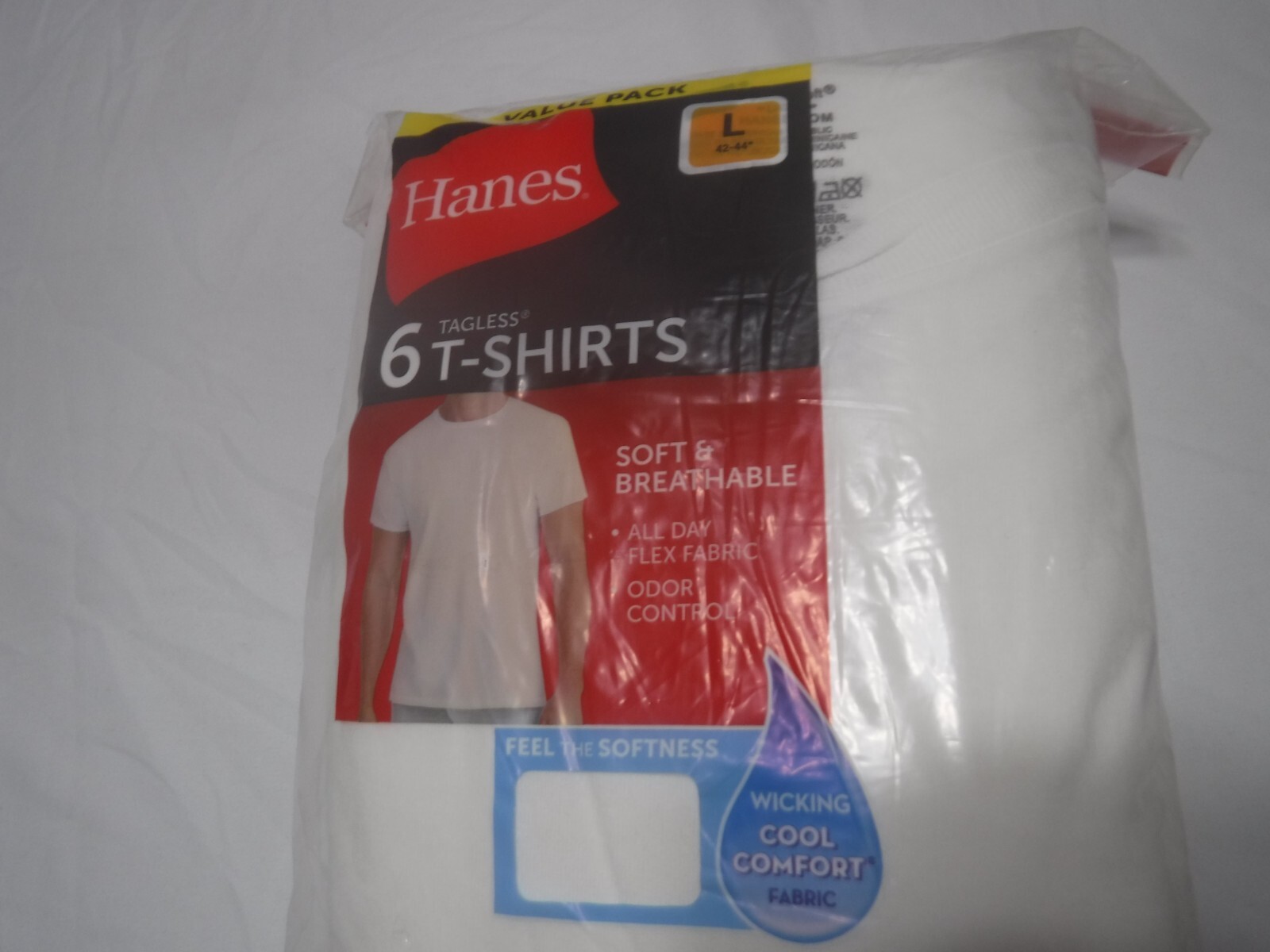 Short Sleeve T-Shirt Men's Size L 42-44 value pack of 6 Tagless gallery