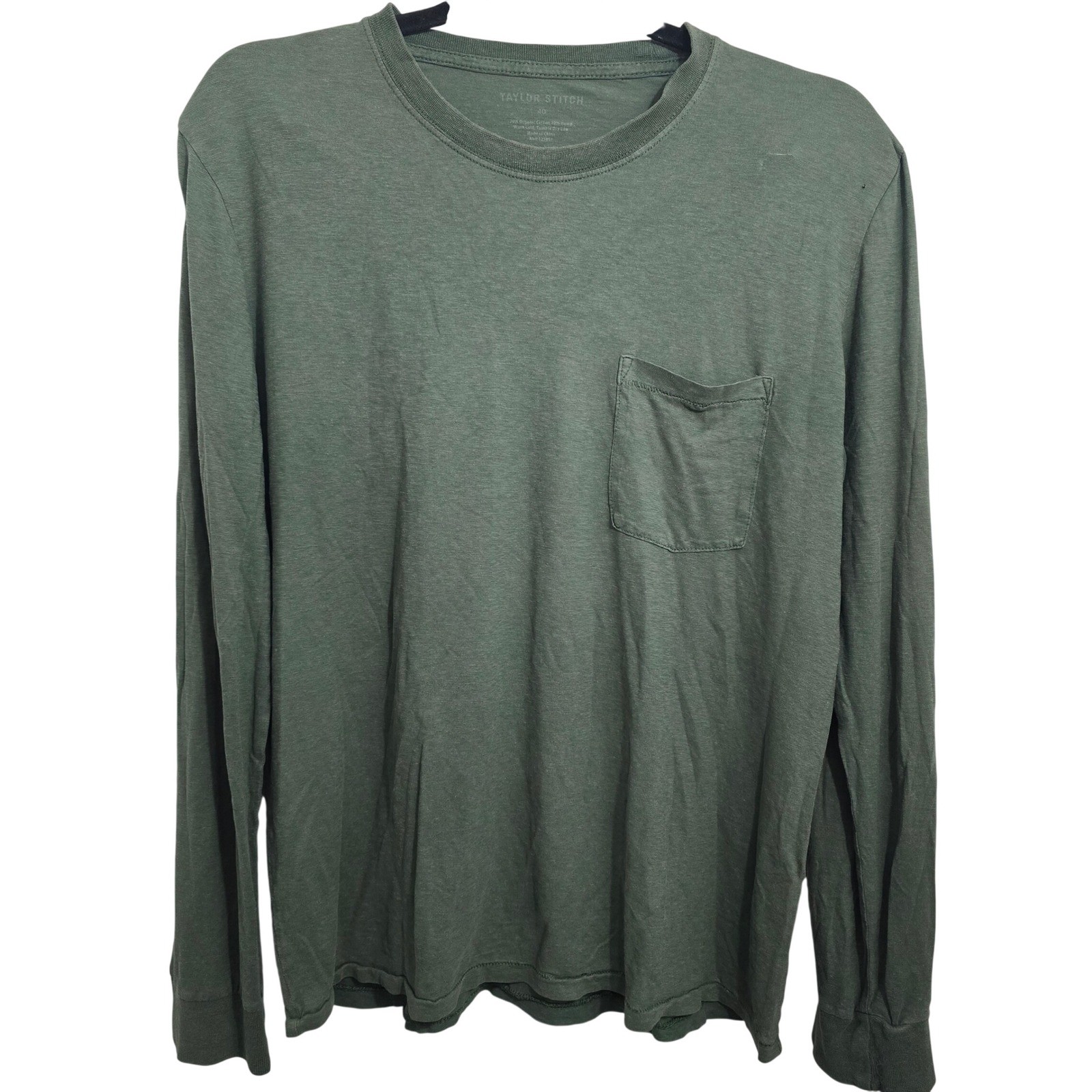 Taylor Stitch Mens Heavy Bag Long Sleeve Pocket Tee Olive Green Size 40 M gallery