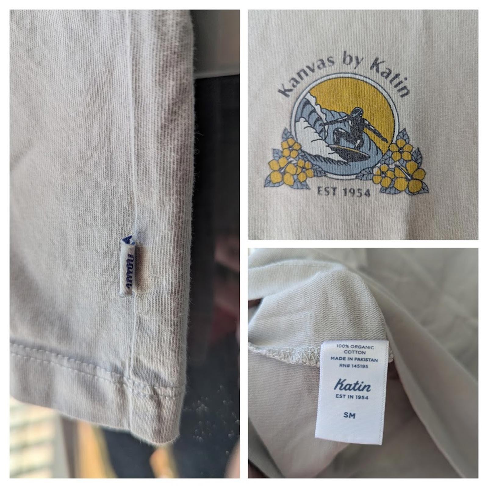 Katin Kanvas Surf Organic Cotton T-Shirt Small Cream Vintage 54 Cali Surf Style gallery