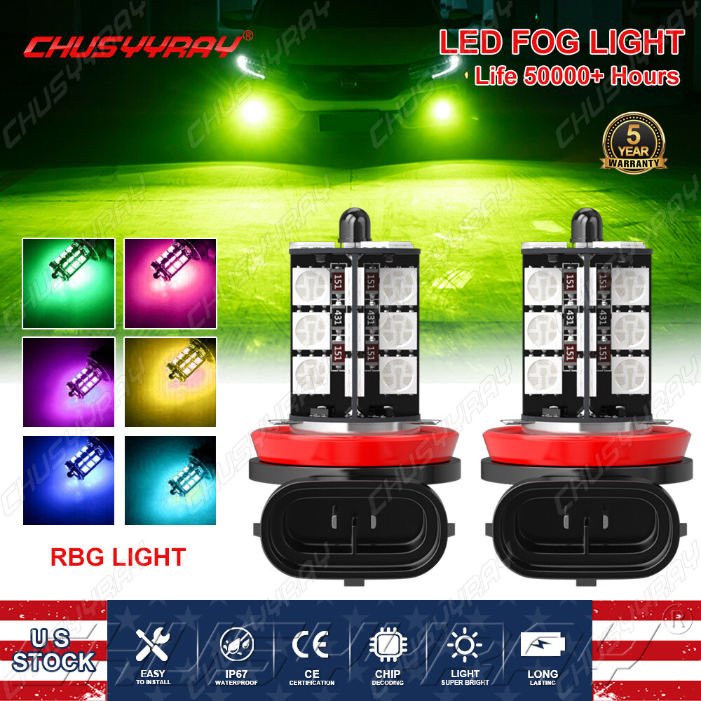 16Colors RGB H11/H8 LED Bulbs with Wireless IR Remote for Fog Light Driving Lamp