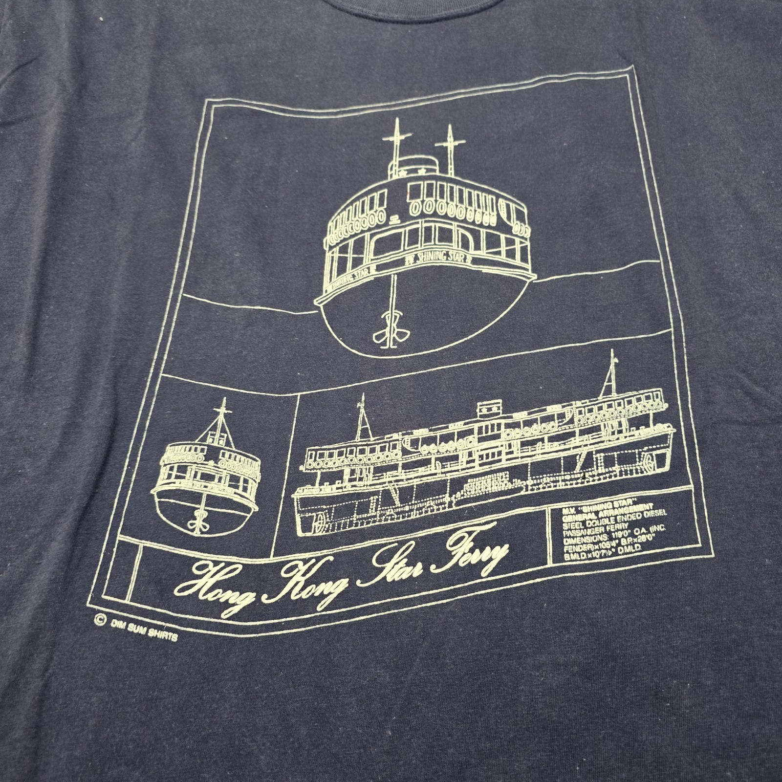 Vintage 80's Dim Sum Shirts Hong Kong Star Ferry Tshirt Single Stitch Size XL gallery