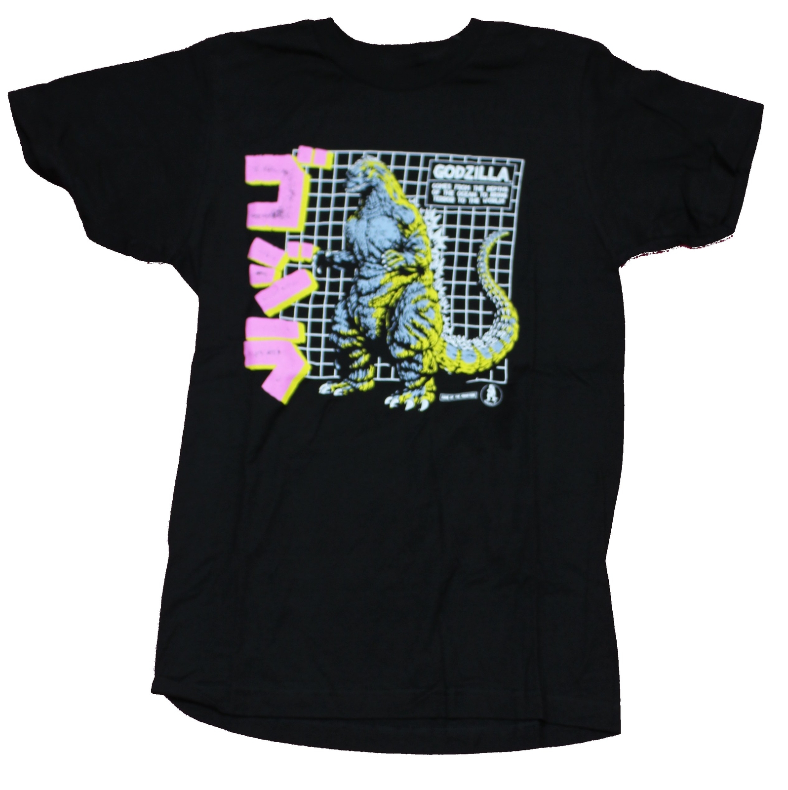 Godzilla Adult New T-Shirt – Godzilla Grid & Pink Kanji