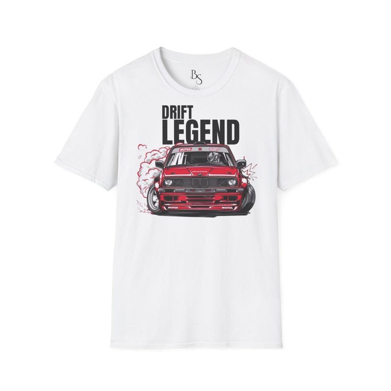 Drift Legend car illustration T-Shirt | Red drift coupe graphic tee Smoky Drift gallery
