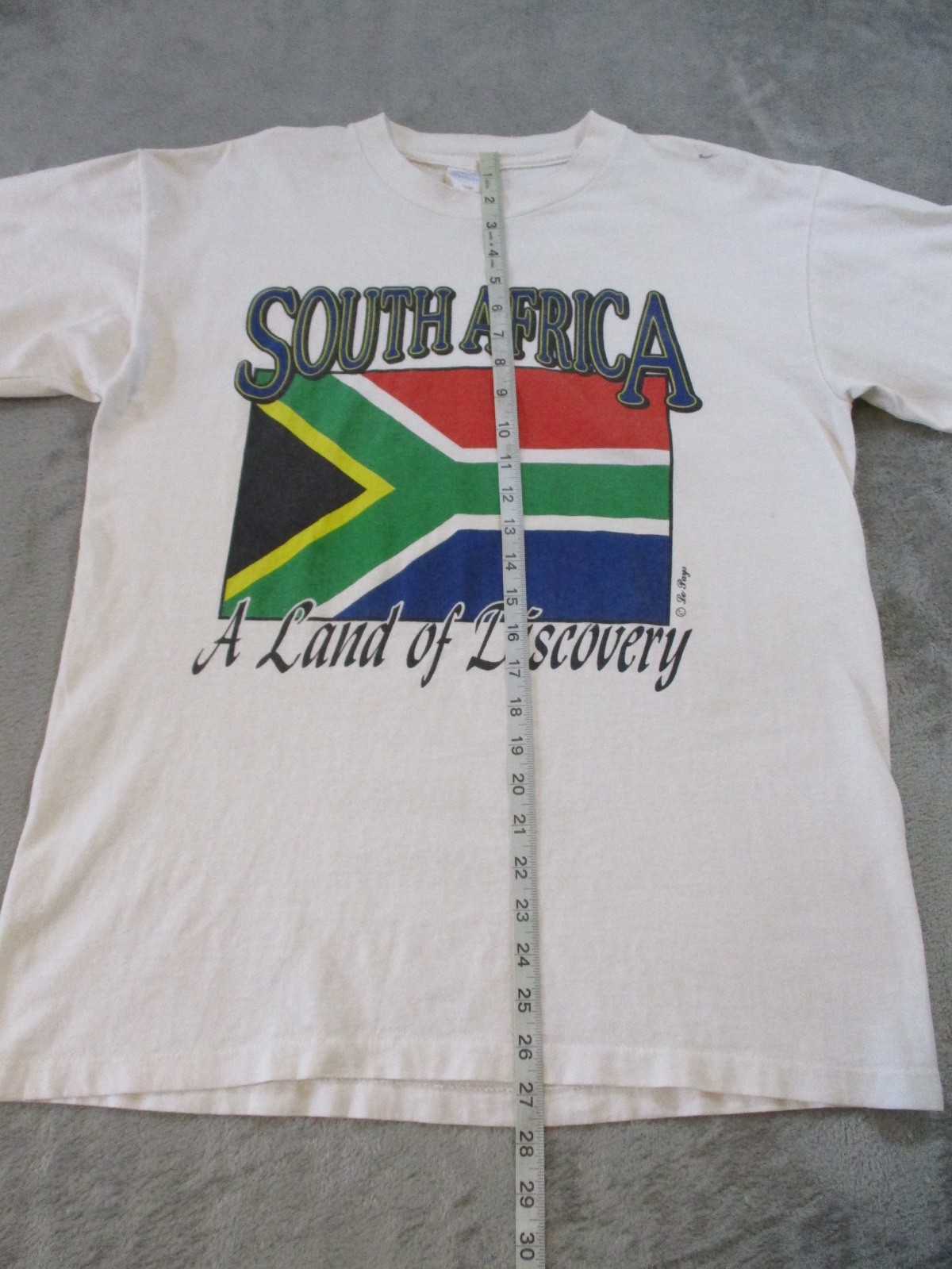 Vintage South Africa Shirt Mens Large White Red Green Flag Single Stitch USA gallery