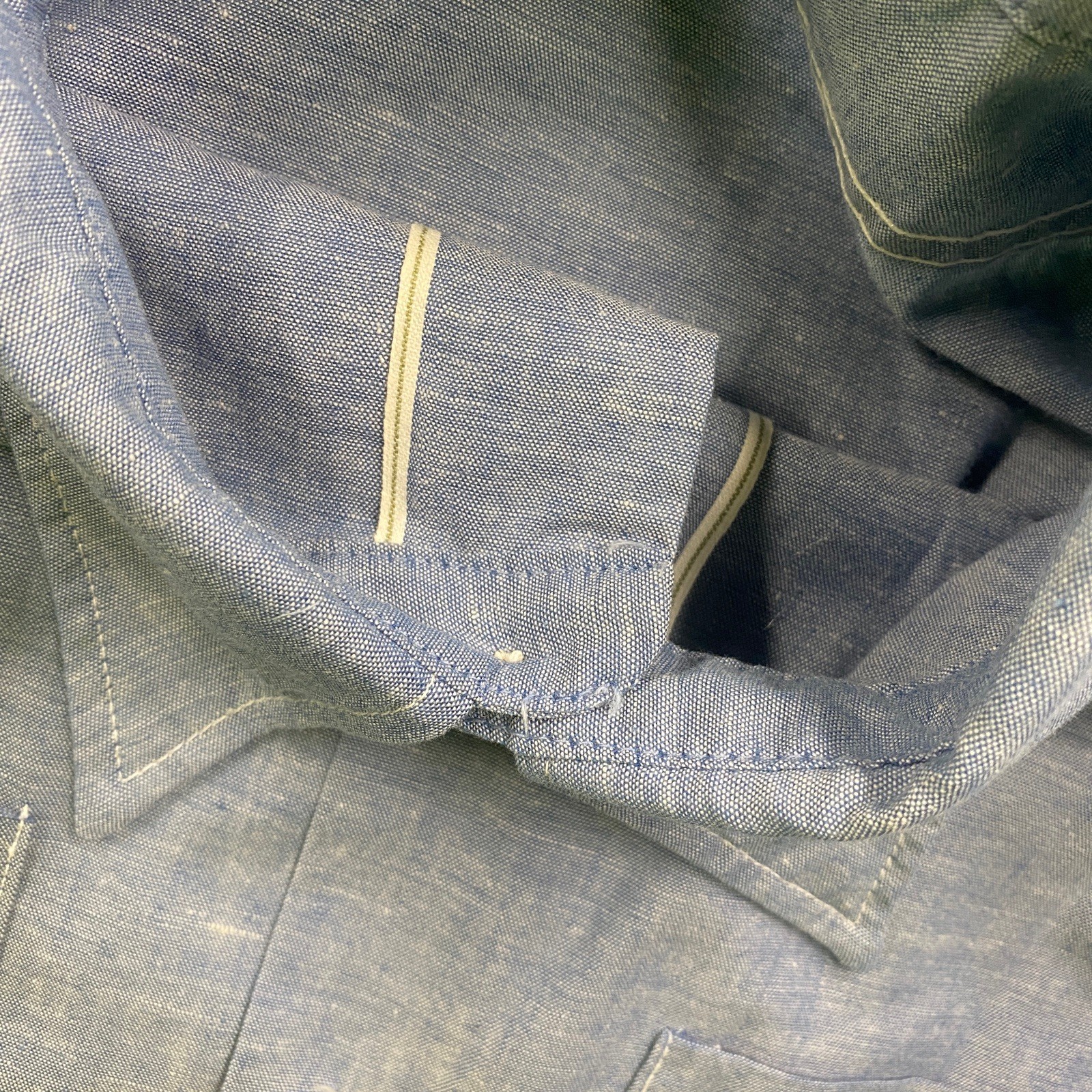 Vintage 60S King Kole Chambray Shirt Mens L Blue Denim Selvedge Cotton Work USA gallery