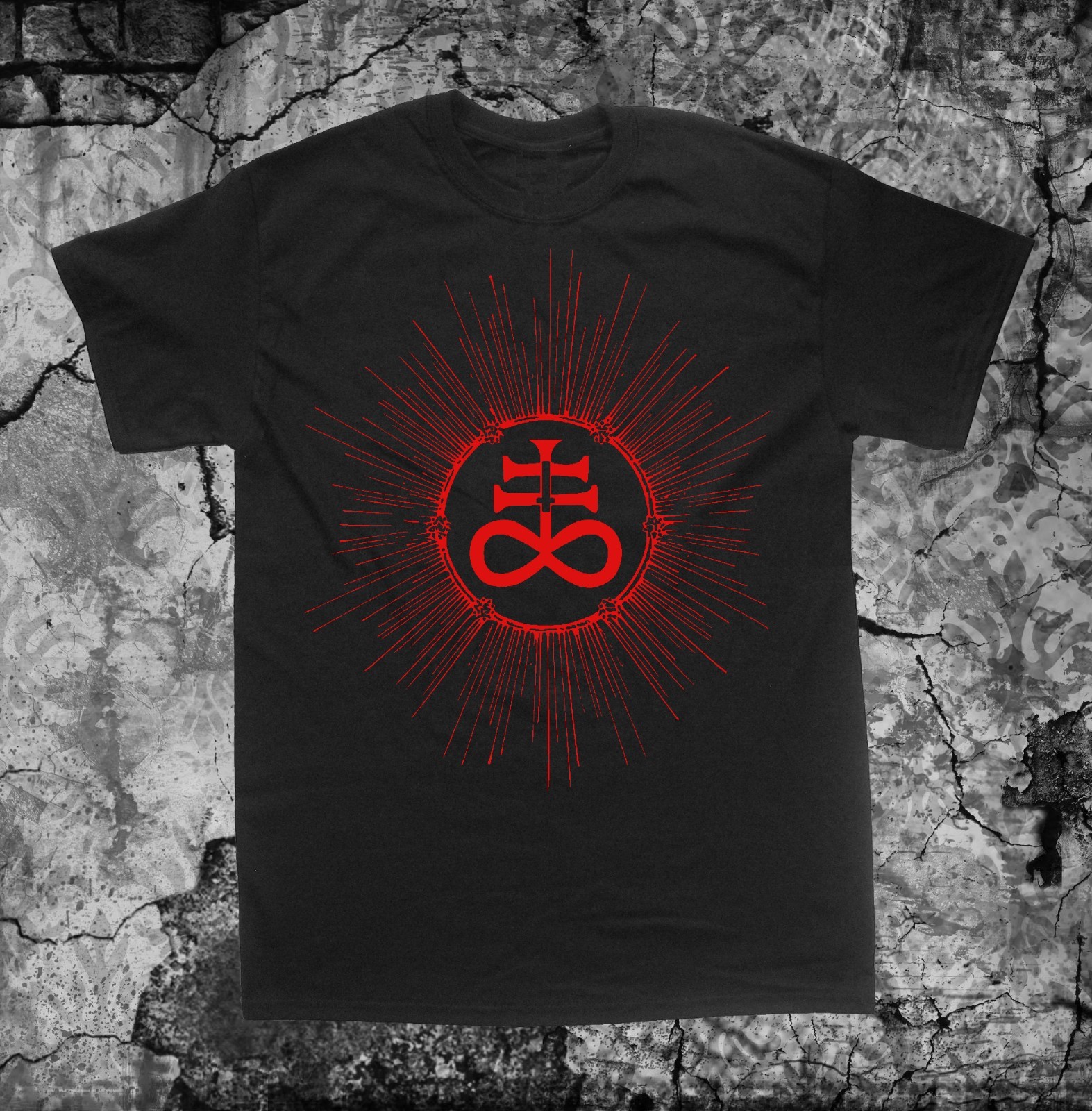 Leviathan Cross T Shirt Punk Occult Gothic Baphomet Satanic Goat Skull Pentagram gallery
