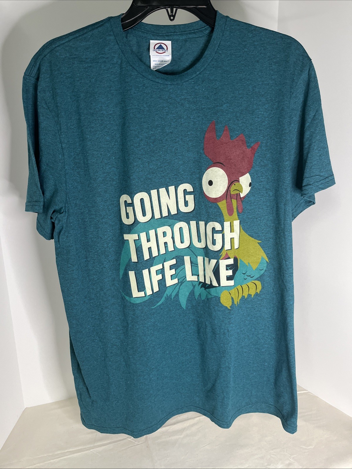 Delta Soft Moana Hei Hei Going Through Life Like Graphic T-Shirt Teal Blue Large gallery