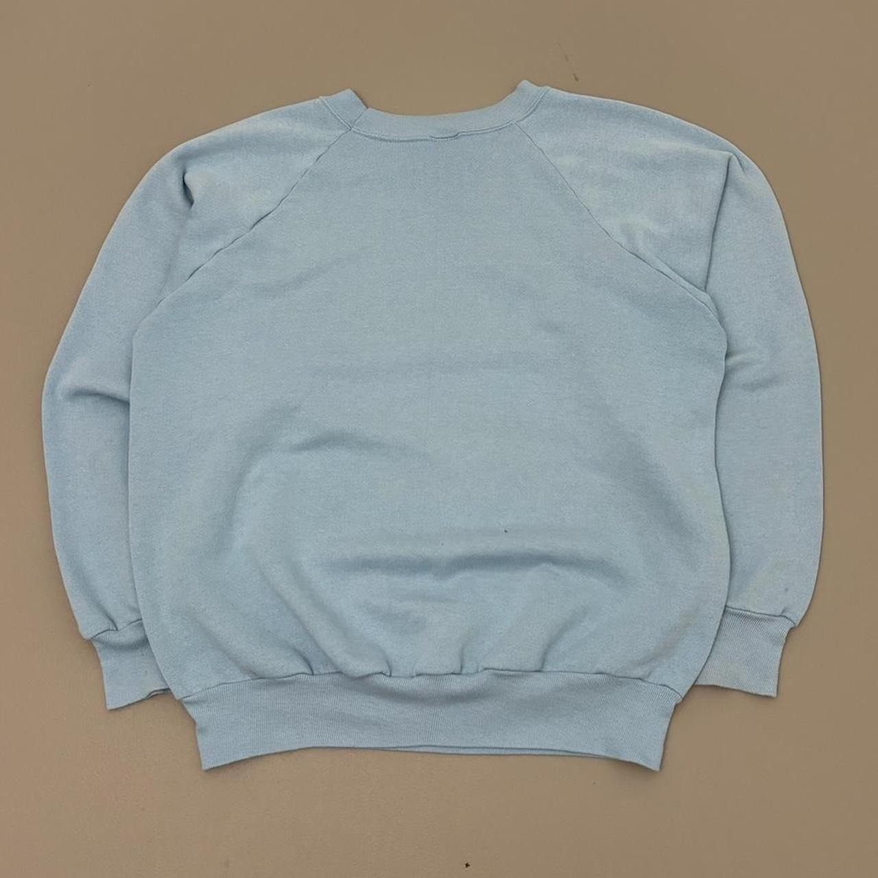 Vintage 90s Pueblo Art School Sweatshirt Blue Raglan Polycotton Painting Size L gallery
