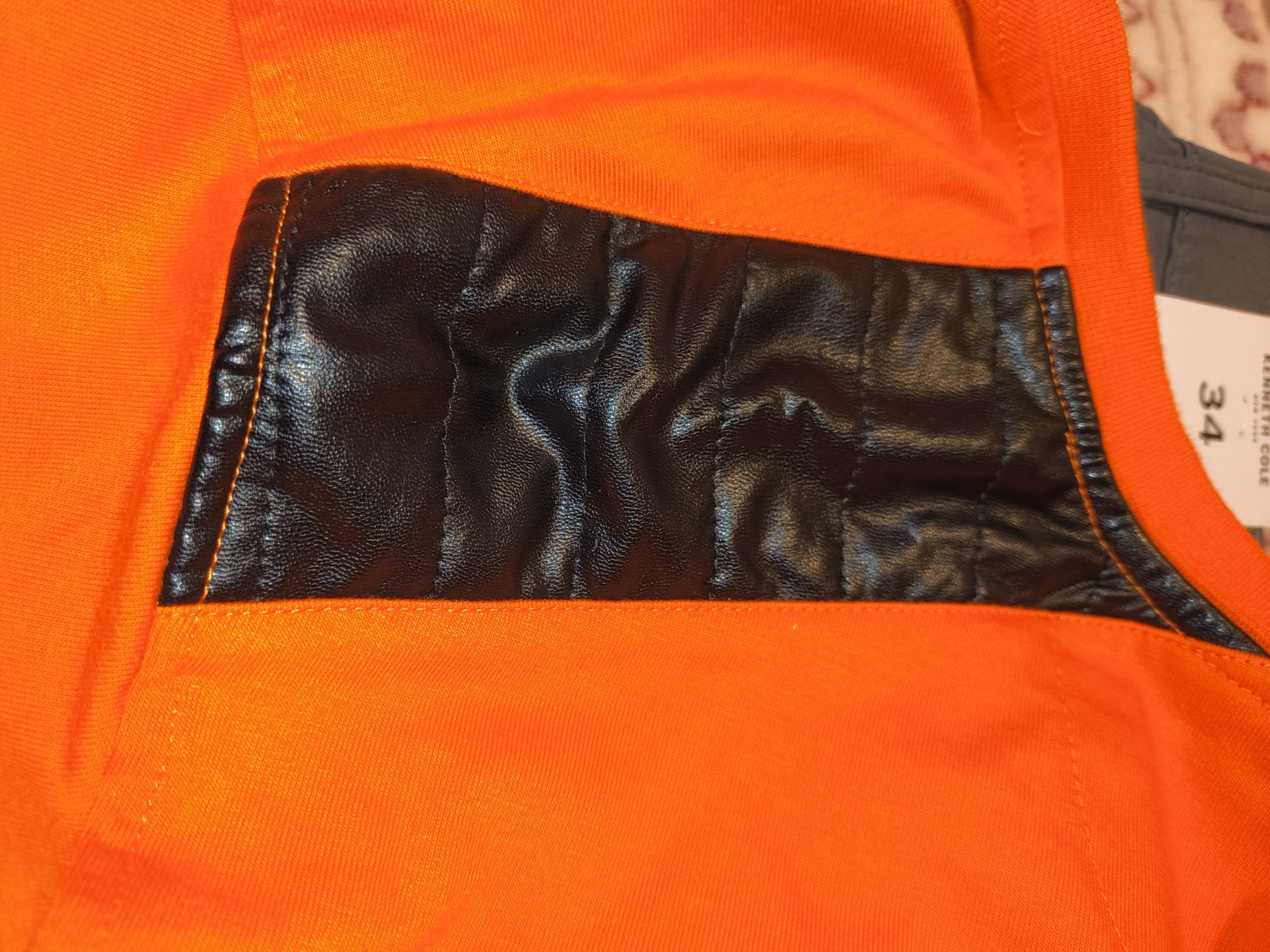 ​Men's Sean John Long Sleeve Henley Shirt - Orange/Black Quilted Accents - SzXL gallery