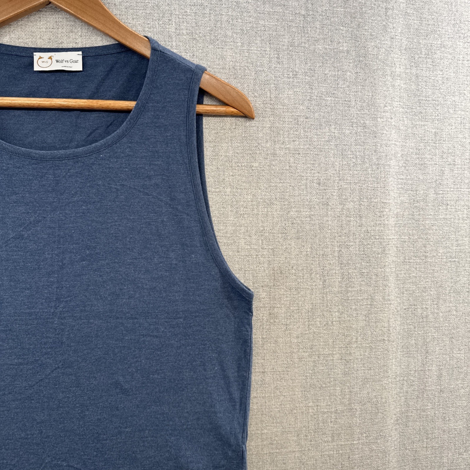 Wolf vs Goat Bamboo Tank Top Shirt Mens XXS 2XS Blue Sleeveless Soft Basic Italy gallery