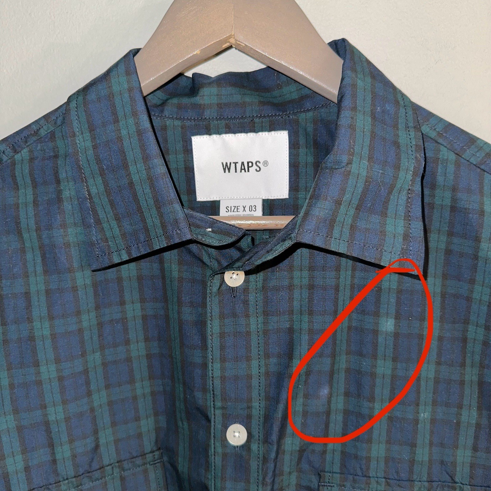 WTAPS Broadcloth Black Watch Check Shirt In Green Men’s (3) Large gallery