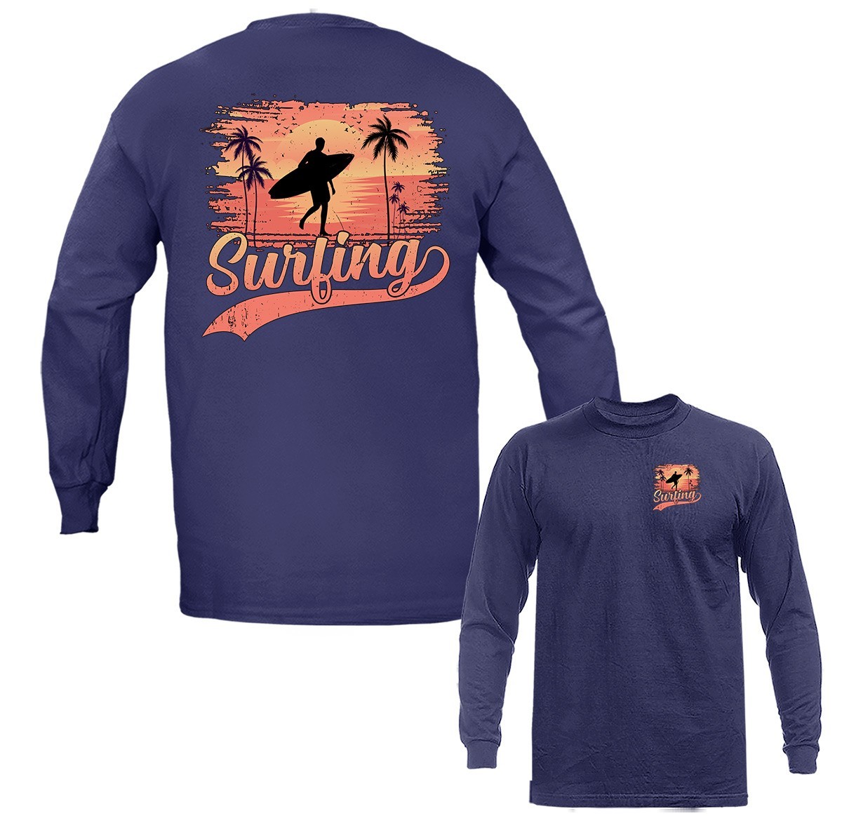 Surf Surfing Palm Tree Surfer Long Sleeve gallery