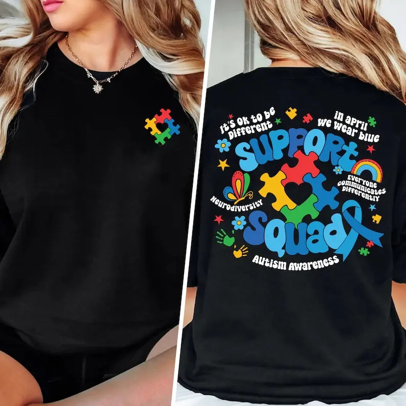 Autism T-shirt, Autism Awareness T-shirt, Family Autism Support Squad