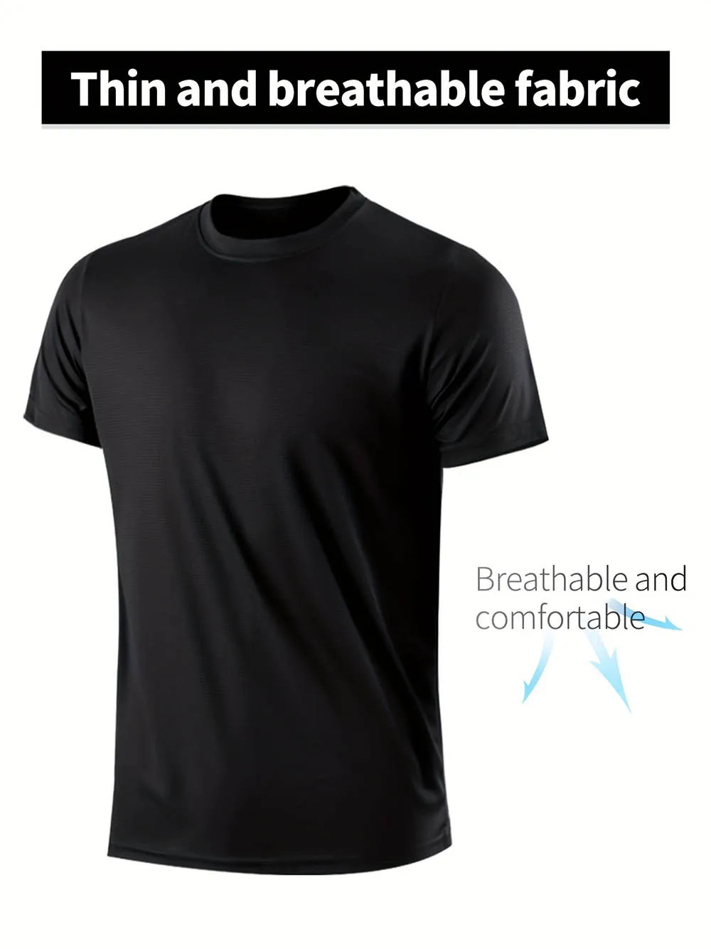 New Men's Solid Color T-Shirt Sports And Leisure T-Shirt Outdoor Gym Running Bla gallery