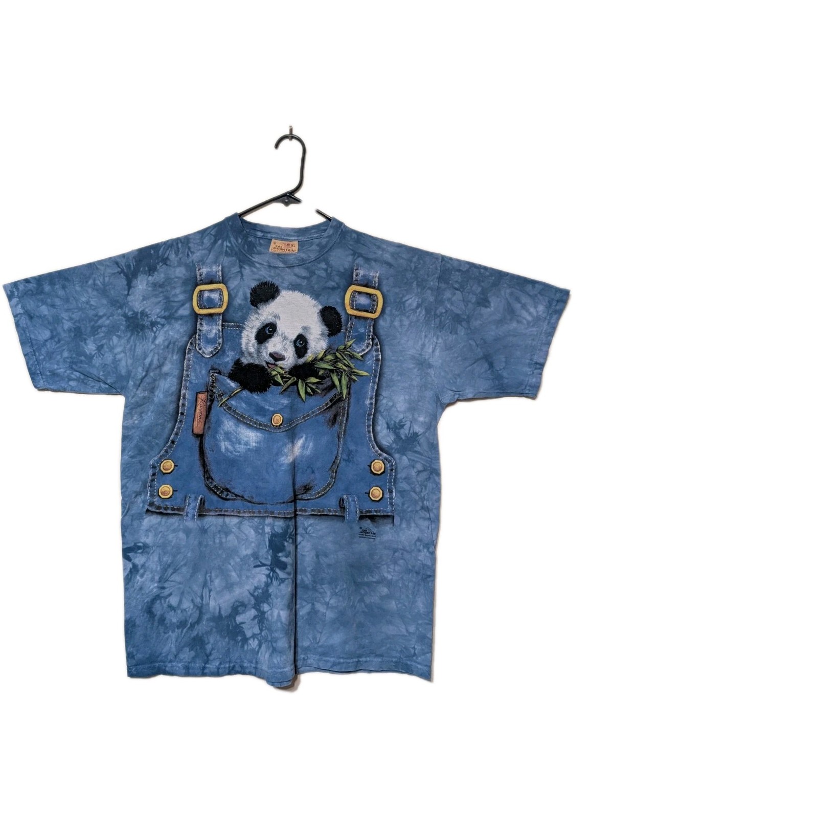 The Mountain Men's T-shirt Vintage Blue Panda In A Pocket Leather Tag XL #4991 gallery