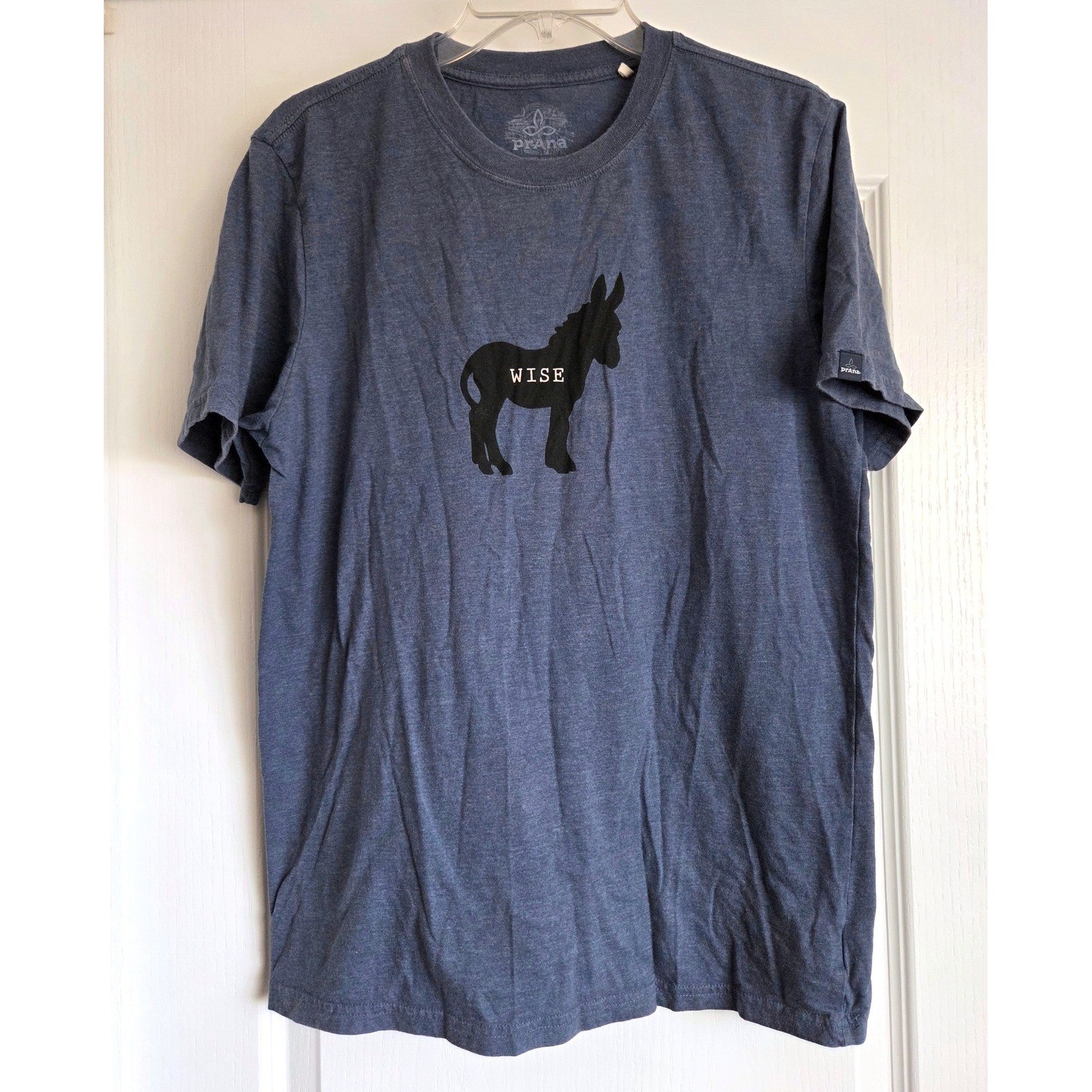 Prana Wise A$$ Donkey Graphic Tee Blue Heather Organic Cotton Blend Shirt Sz M