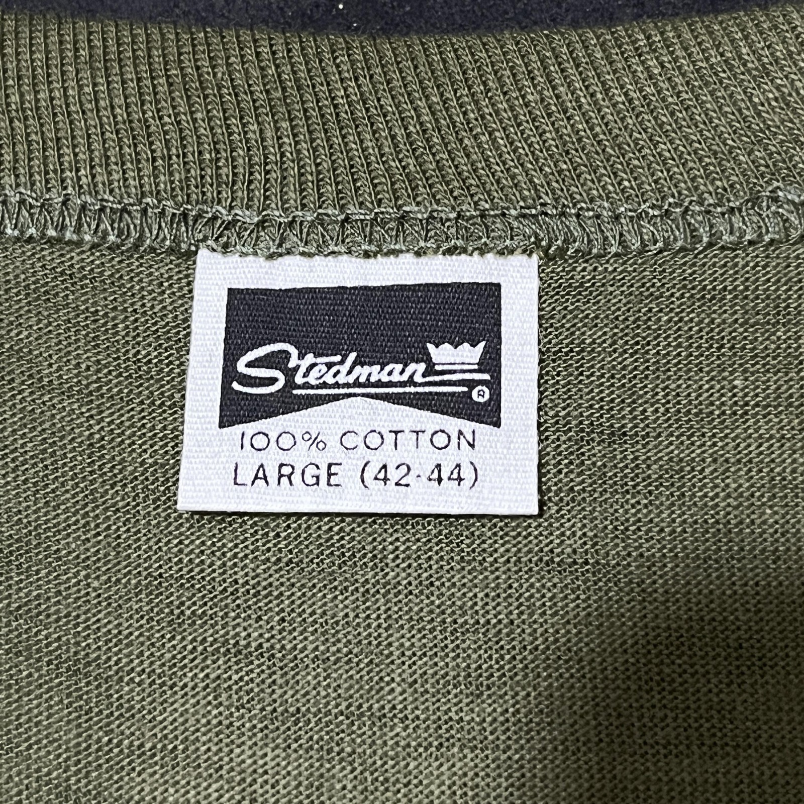 Vintage 1950s Stedman Shirt 60s Deadstock Large OG Army Green Combed Cotton USA gallery