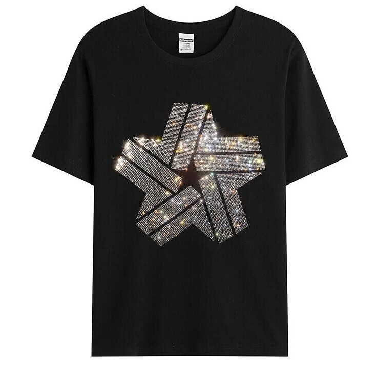 New Men Luxury Diamond Star Rhinestones Fashion T-Shirt High Quality gallery