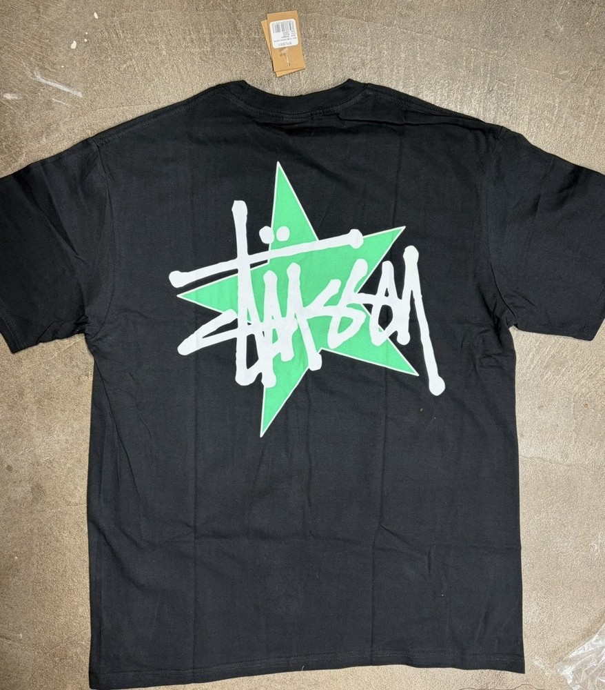 Stussy Shirt Star Tee Tshirt Black Size Medium NWT Double Sided Streetwear
