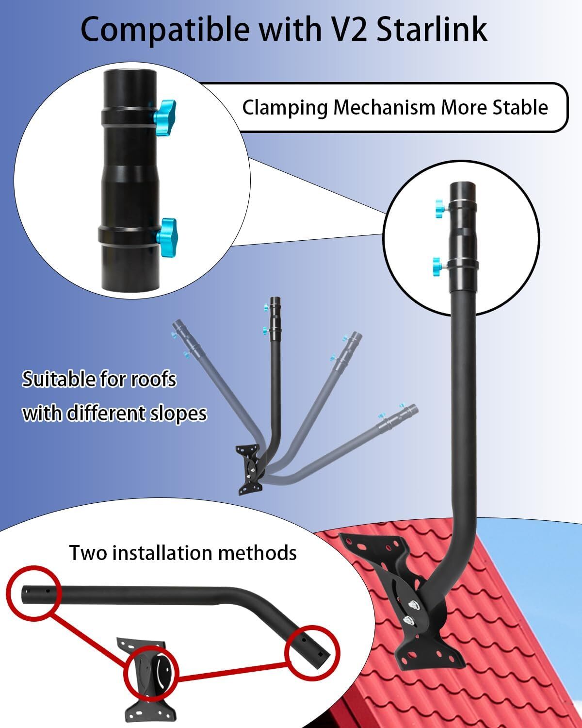 Adjustable 30” Starlink Long Wall Mount Compatible with V2 Starlink