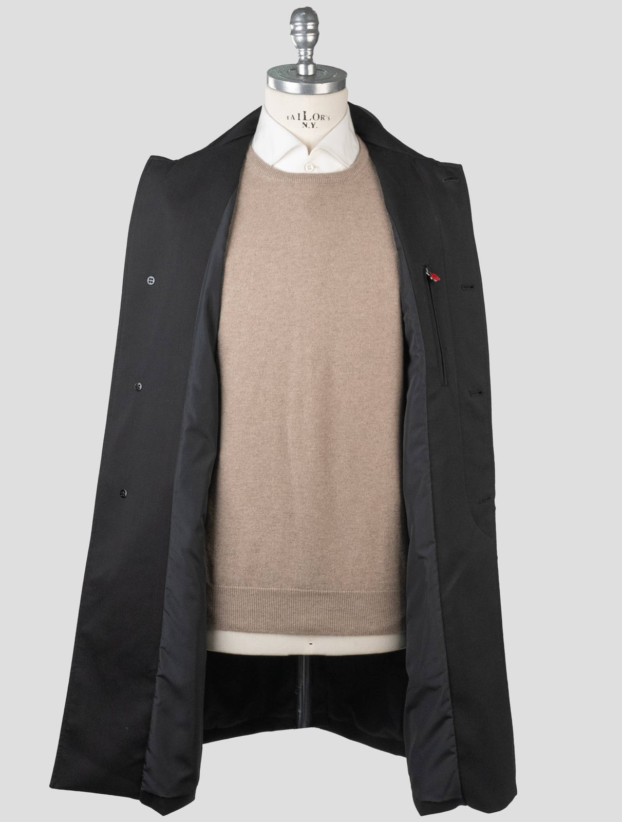 NEW KITON BLACK VIRGIN WOOL PA EA OVERCOAT KCY29 US 46 - EU 56 KCY29 gallery
