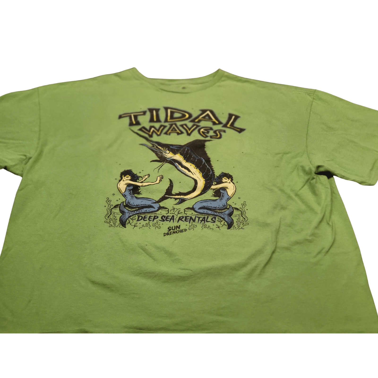 TIDAL Waves Graphic Tee Shirt Mens 3XL Green Deep Sea Rentals Mermaids FREE SHIP gallery