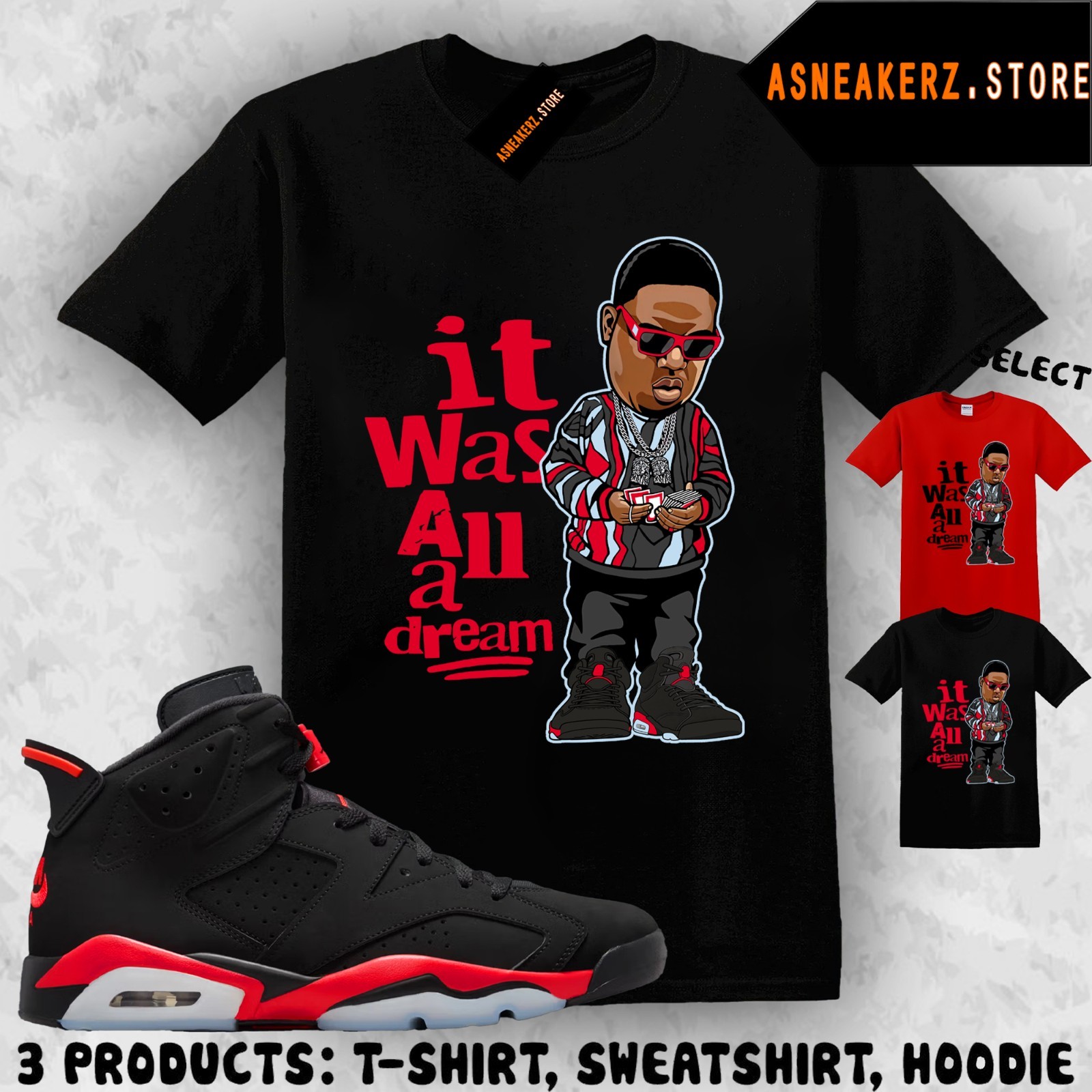 Tee Shirt Matching AJ 6 Infrared Salesman 2026 Match Sneaker Sneakerhead Biggie gallery