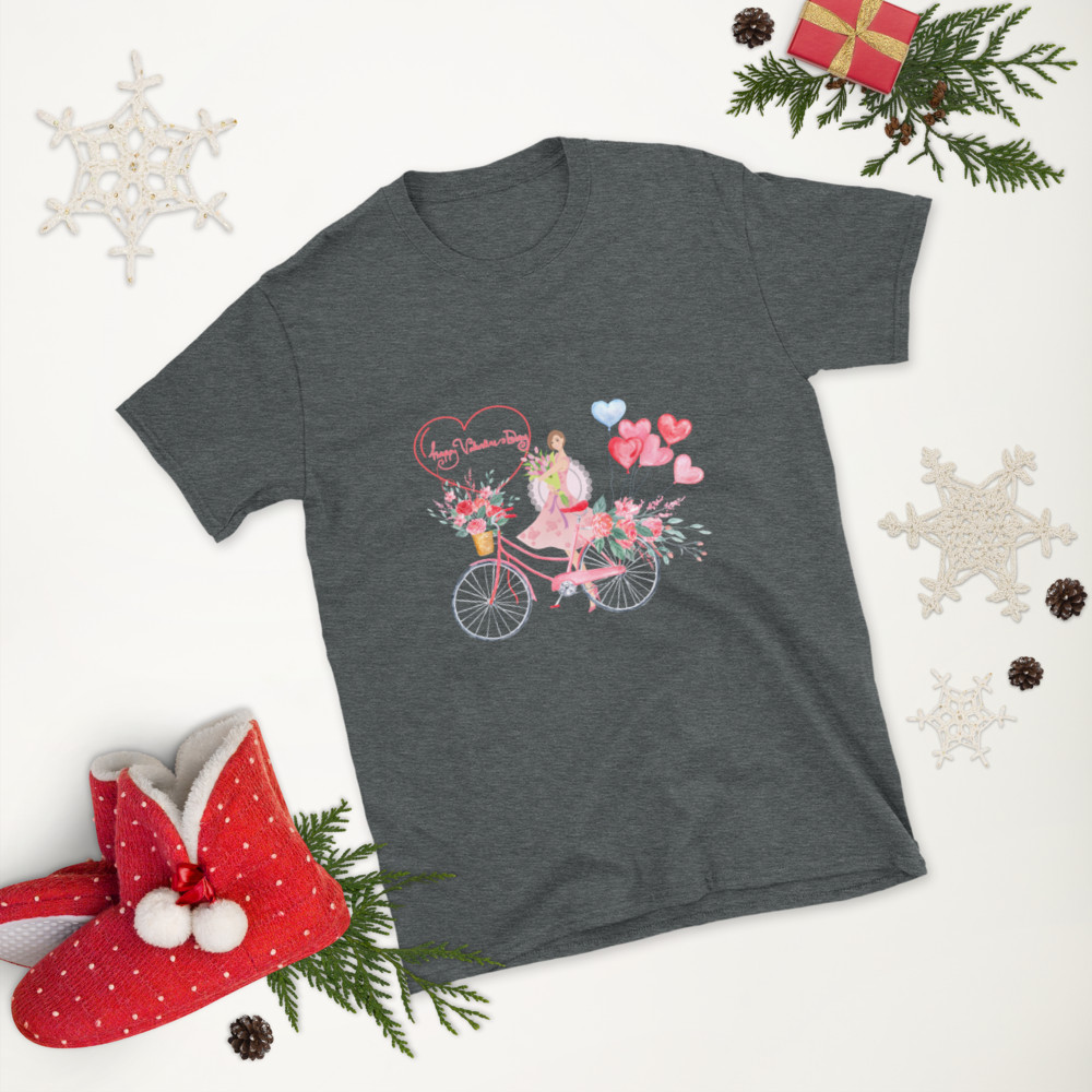 14 February Heart Day Holiday Happy Valentine's Day T-Shirt, Bicycle Love Gift gallery