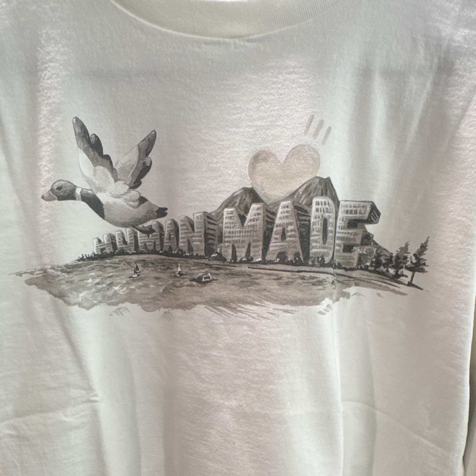 HUMAN MADE White Long Sleeve Graphic Logo Tee Duck Crew Neck Size S HM28CS010 gallery