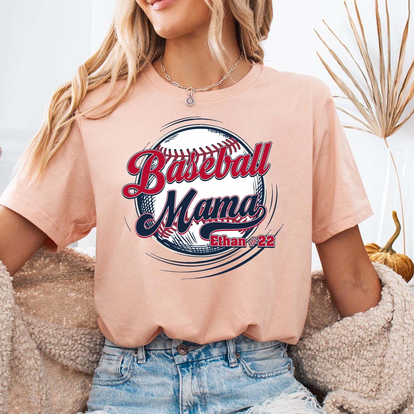 Personalized Baseball Mama Shirt Custom Player Name Number Sport Mother Gift Tee gallery