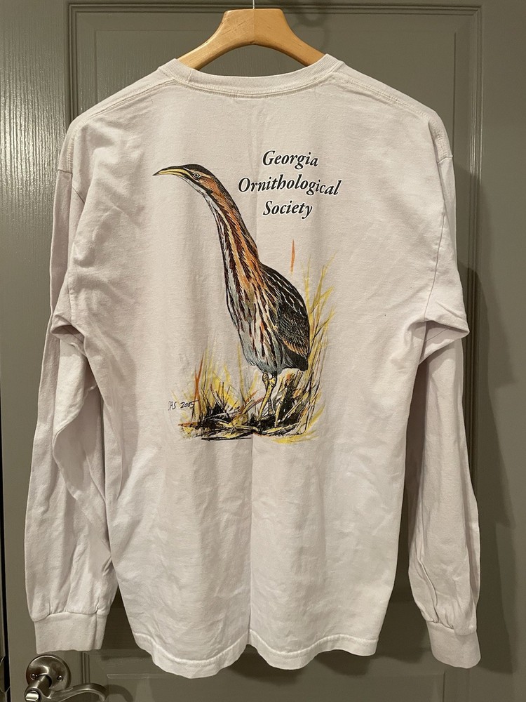 Georgia Ornithological Society Graphic Long Sleeve White T-Shirt Mens Large 2005