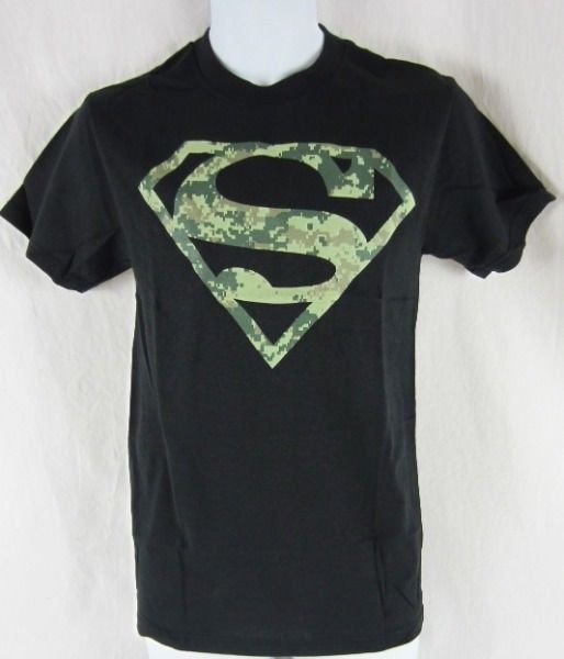 Mens NWT DC Comics Original Superman Black Camo Super Hero T Shirt S-2XL gallery