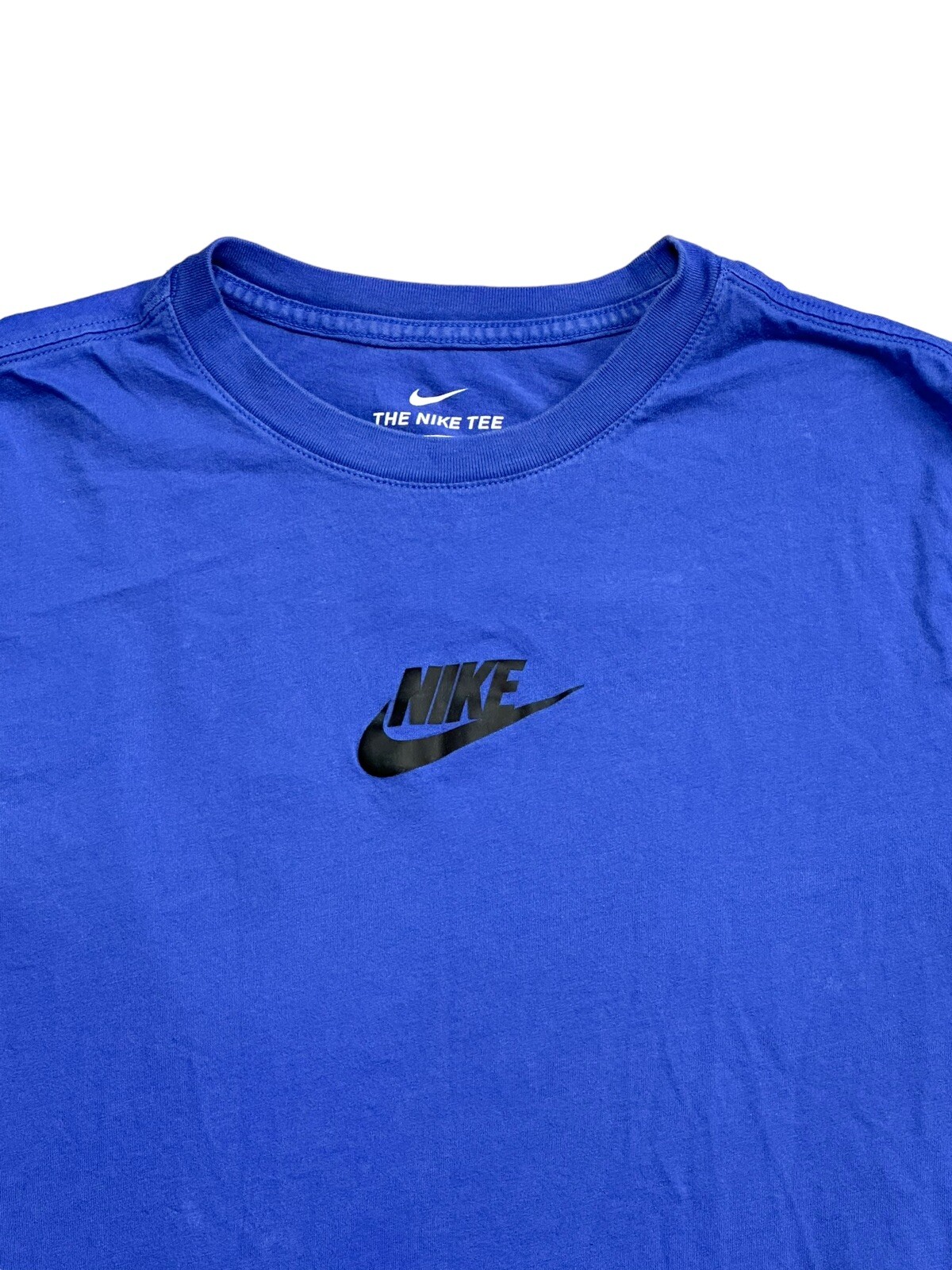 The Nike Tee Long Sleeve Just Do It 2 Sided Logo Ribbed Cuffs SMALL Royal Blue gallery