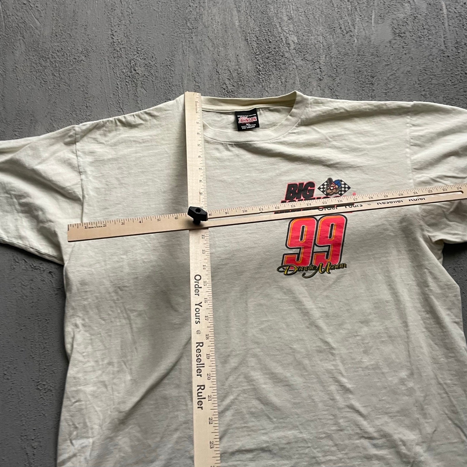 Vintage Donnie Moran Racing Shirt Men Extra Large White 90s 99 Big Johnson gallery