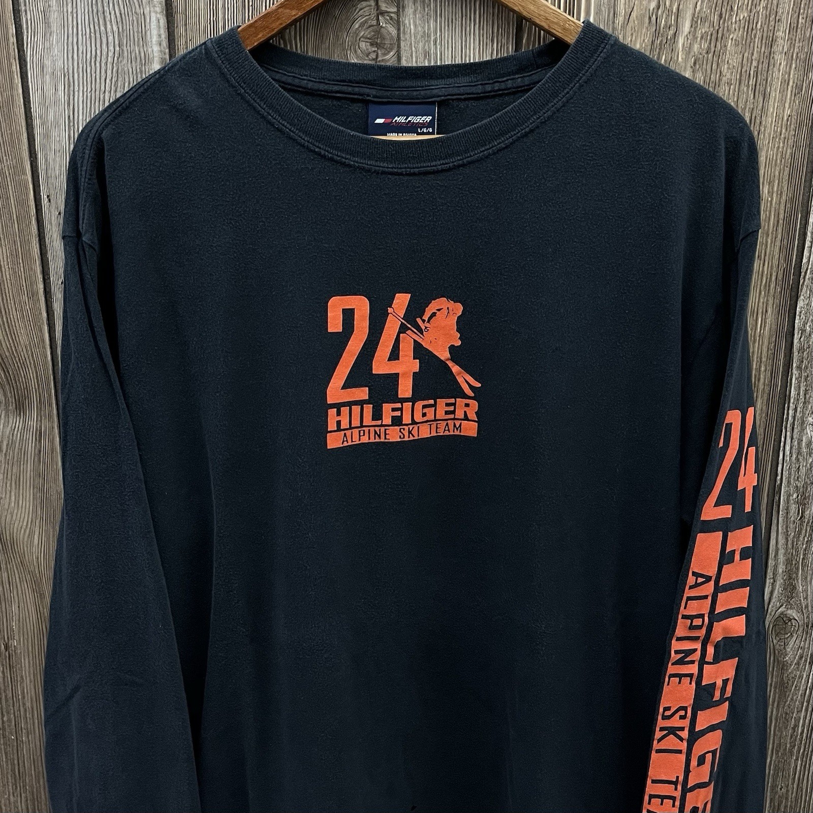 Vintage Tommy Hilfiger Alpine Ski Team Long Sleeve Tee Shirt Black Mens Large gallery