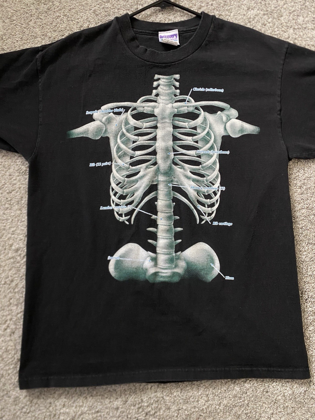 Vtg 90s Discovery Channel Skeleton Rib Cage T-shirt Adult L Mall goth Retro Emo gallery