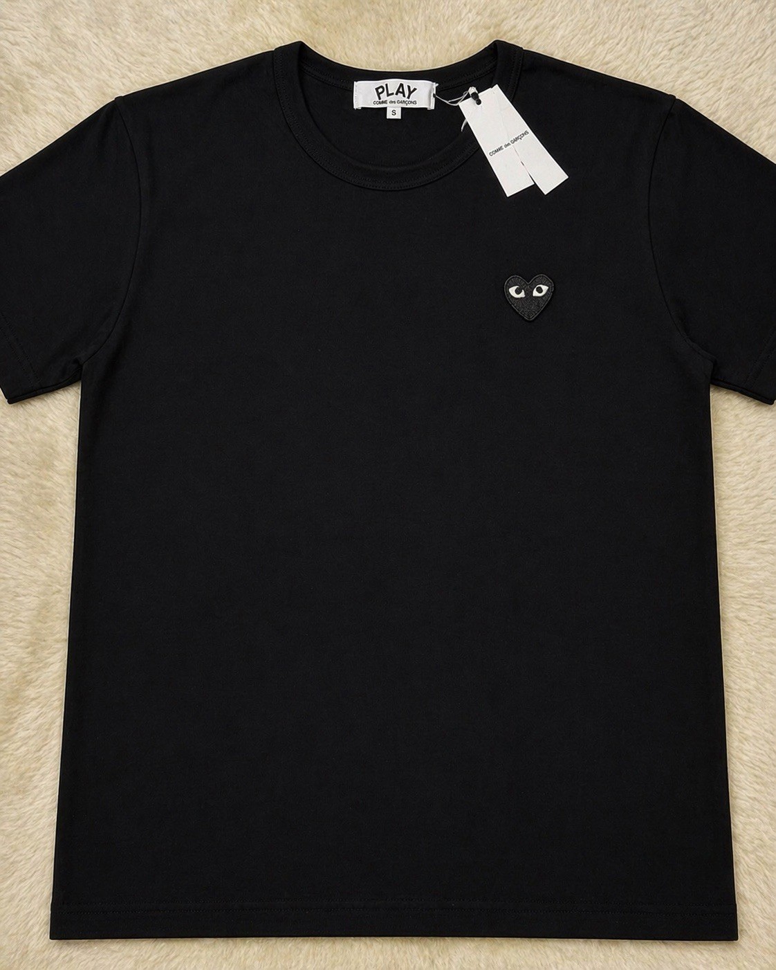 Comme Des Garcons Play Heart Logo Black Men’s Short Sleeve T Shirt Size L