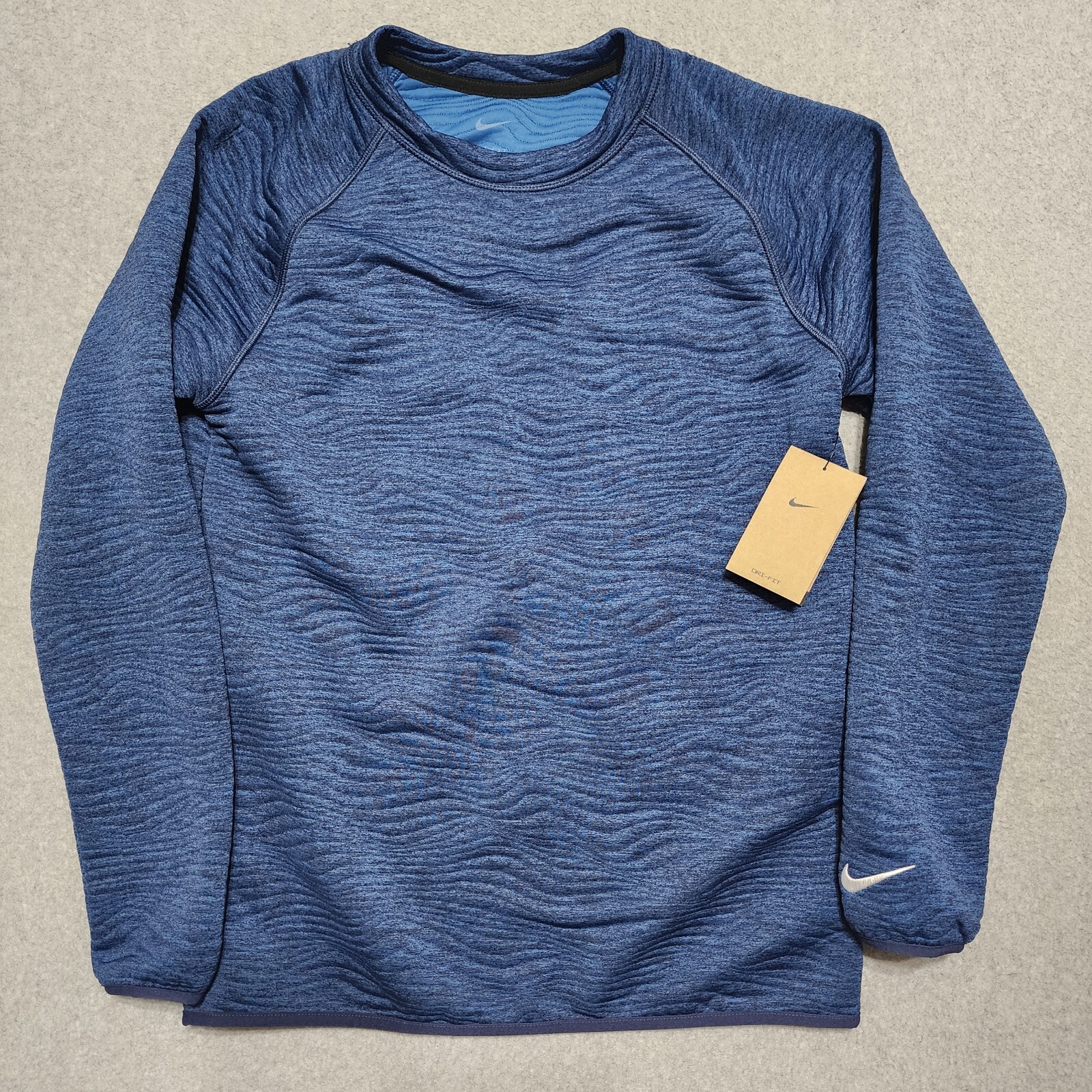 Nike Golf Dri-Fit TOUR Swirl Quilted Crew Golf Sweatshirt S $105 FD5835-410 New